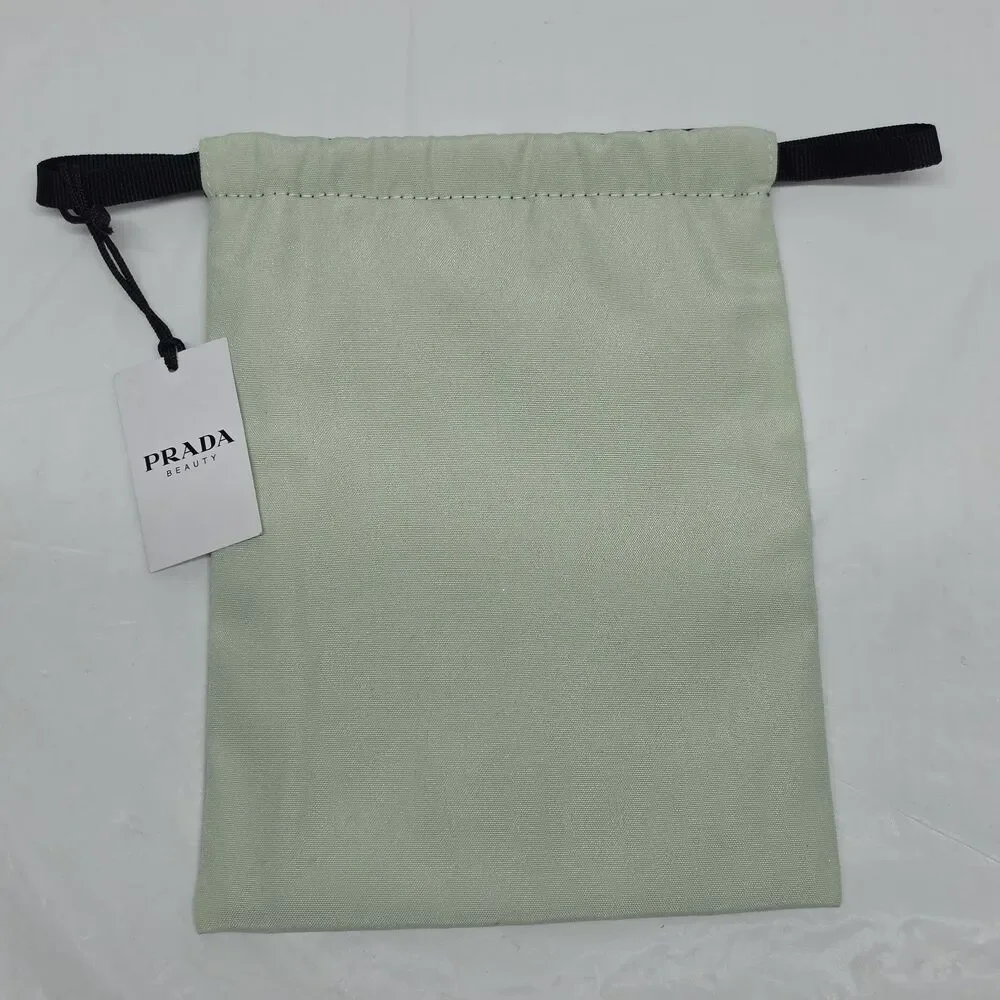 Prada Beauty Pouch Makeup Bag Drawstring Reversible Mint Green & Black